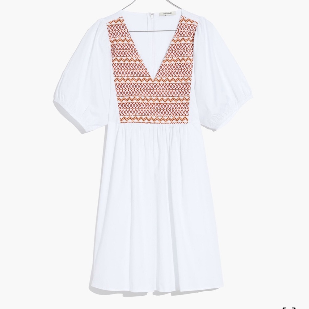 Madewell Embroidered Poplin V-Neck Mini Dress xs new - Picture 5 of 9